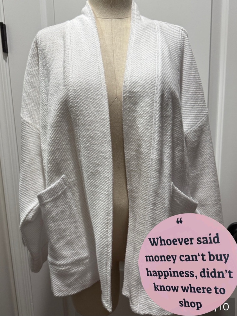 Escape By Habitat White Open-Front Women's Sweater Soft Cozy Medium NWOT
